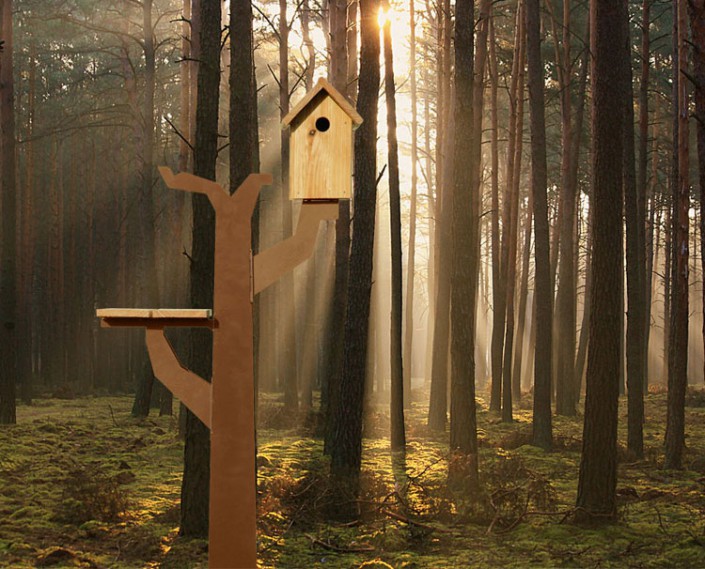 Vogelboomhut in het bos